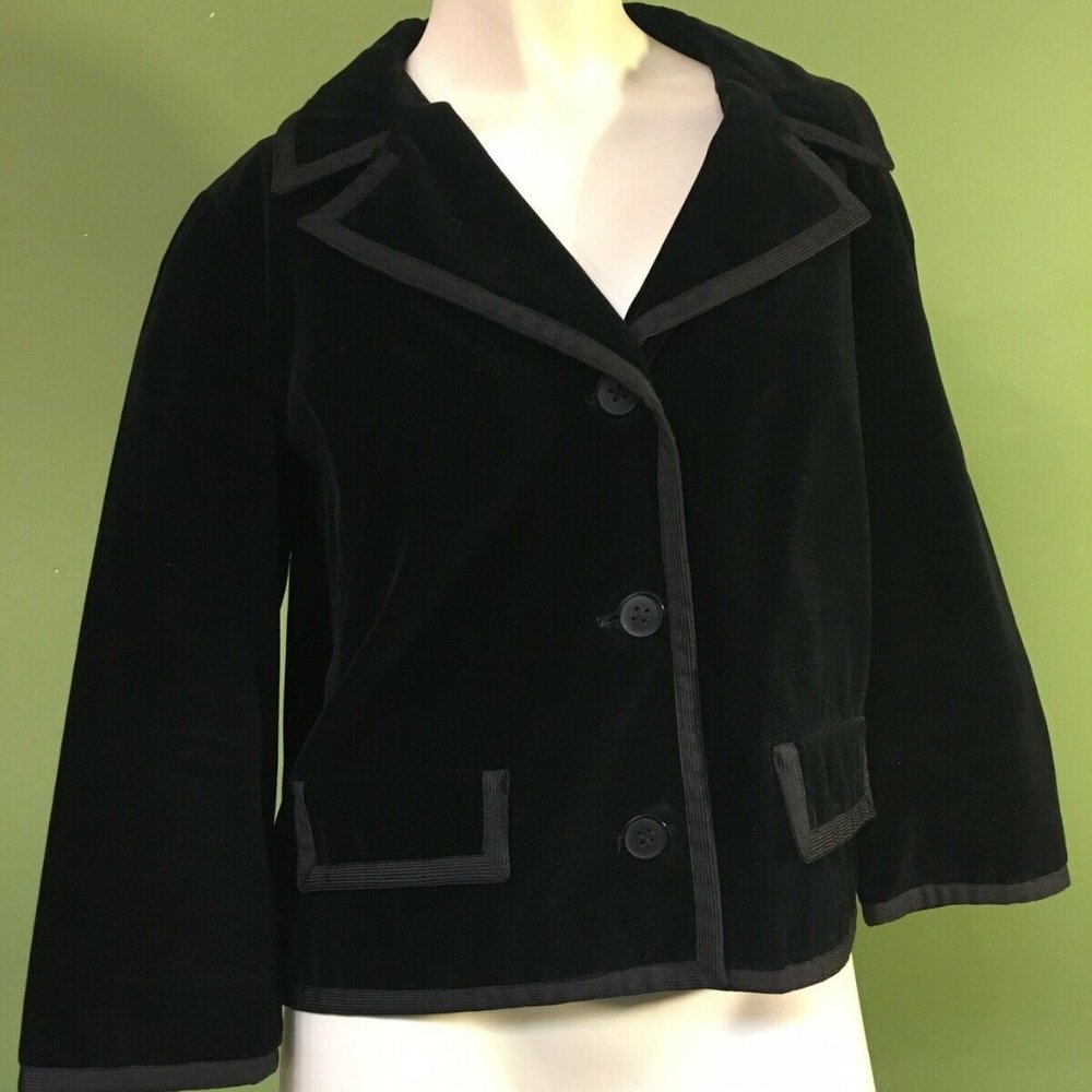 vtg Black Velvet Crop Jacket Bolero Jacket k190